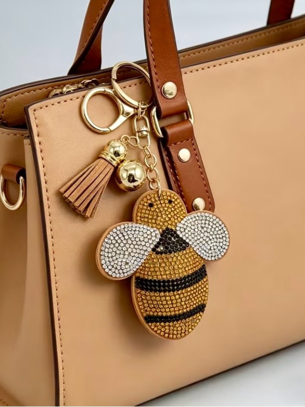 $42.00- Yellow & Black Crystal Bumble Bee Tassel Bag Charm Keychain
